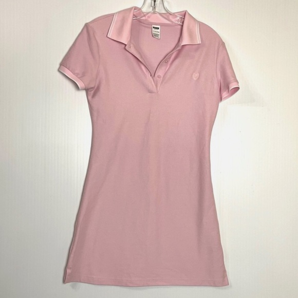 VICTORIA’S SECRET Pink Fitted Polo Mini Dress Sm Y2K Style Tennis Preppy Sporty - Picture 2 of 7